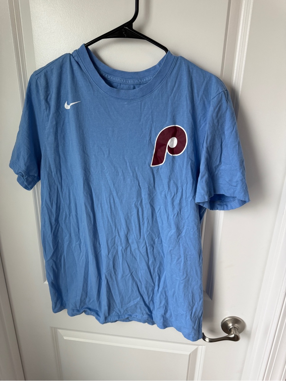 Nike Blue Crewneck Tee with Black Swoosh Print